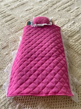 Vintage 1985 Barbie Quilted bed sham  and pillow with bed bed frame